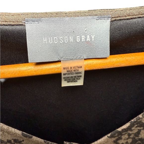 Hudson Gray Floral Black Mocha Long Sleeve Dress Women’s Large NWT - Picture 4 of 7